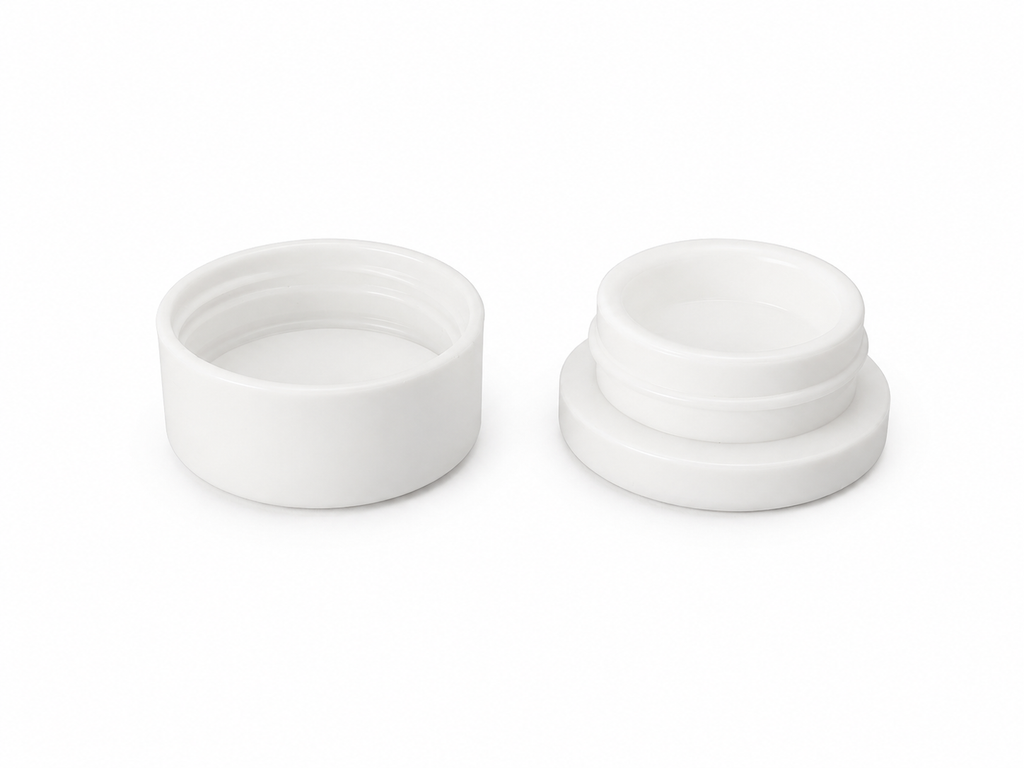 Child Resistant Glass Jar 9 g White